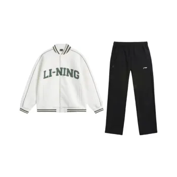 LINING Casual Sportswear Men Clothing Sets White Top+Black Pants