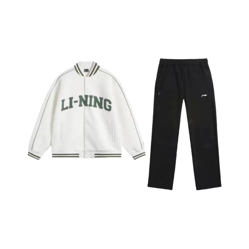 LINING Casual Sportswear Men Clothing Sets White Top+Black Pants-0