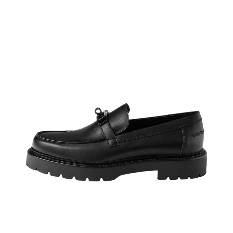HERMES Icone Loafers 3cm Men's Black-0