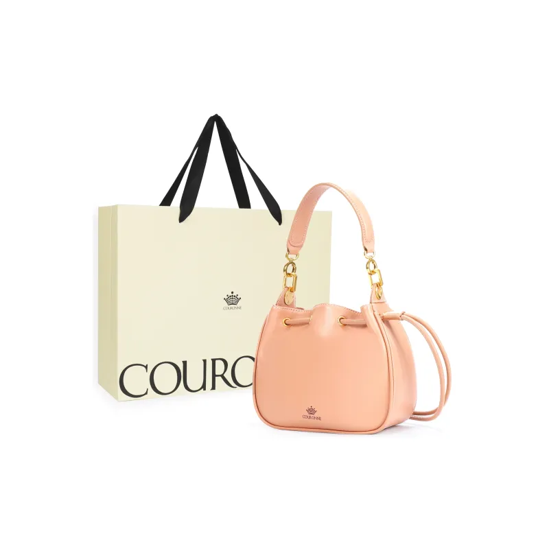 COURONNE Cow Leather Handbag Regular Women's Black/Flesh Pink-4