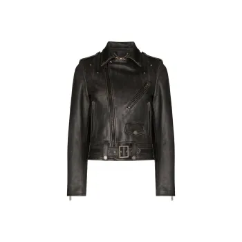 Golden Goose Cracked Effect Leather Biker Jacket