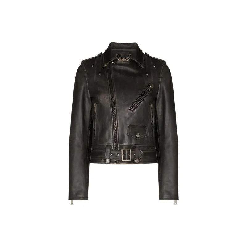 Golden Goose Cracked Effect Leather Biker Jacket-0