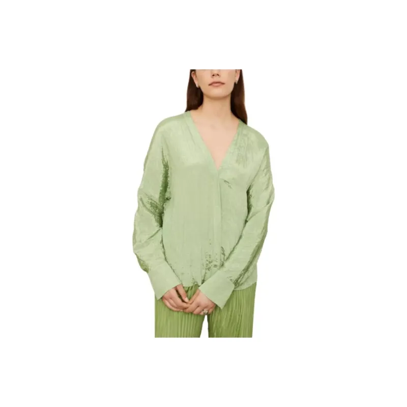 VINCE Crinckle effect V neck Blouse-0