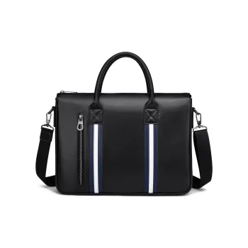 FAIRWHALE Cow Leather Briefcase, Handbag Men's Black