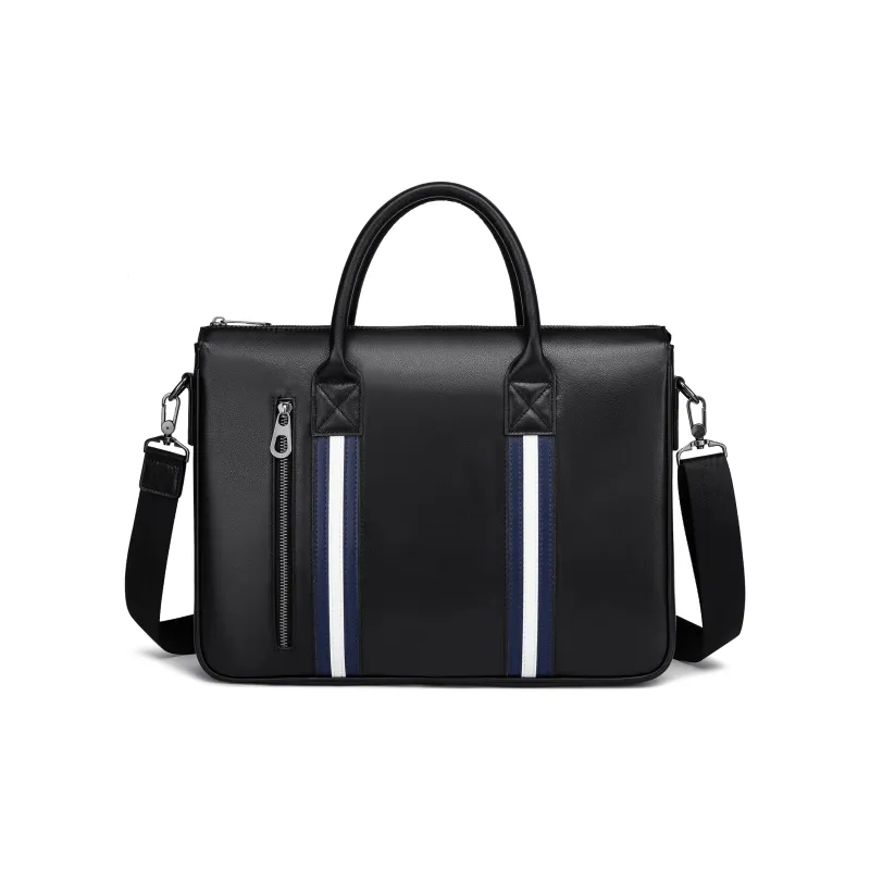 FAIRWHALE Cow Leather Briefcase, Handbag Men's Black-0