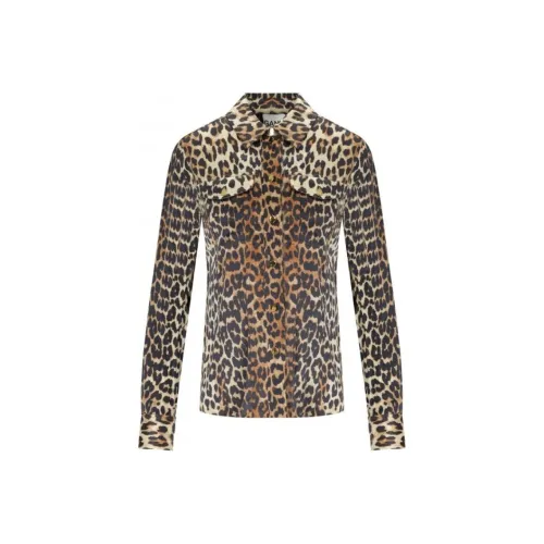 GANNI Leopard Printed Long Sleeved Shirt