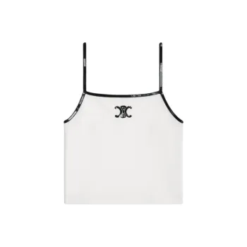 CELINE Embroidered Triomphe Tank Top In Cotton Jersey