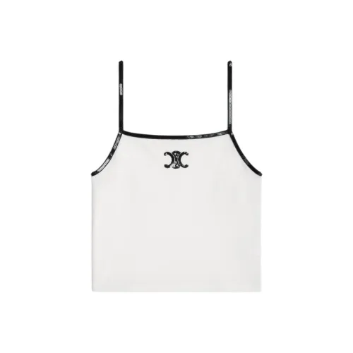 CELINE Embroidered Triomphe Tank Top In Cotton Jersey