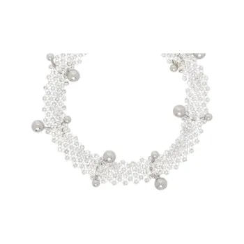 JUSTINE CLENQUET Brass, Crystal Necklaces Women's Silver
