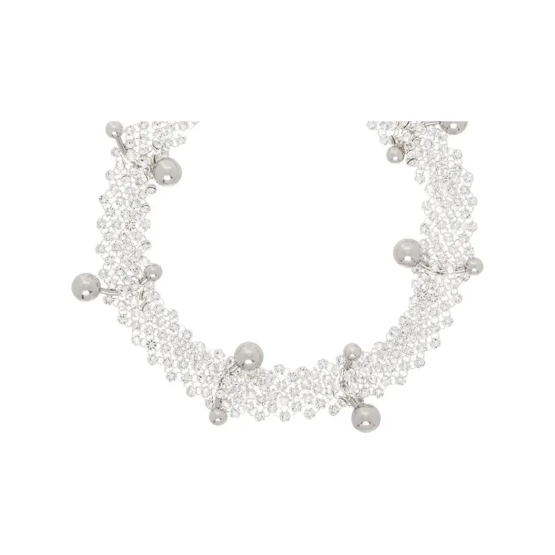 JUSTINE CLENQUET Brass, Crystal Necklaces Women's Silver-0