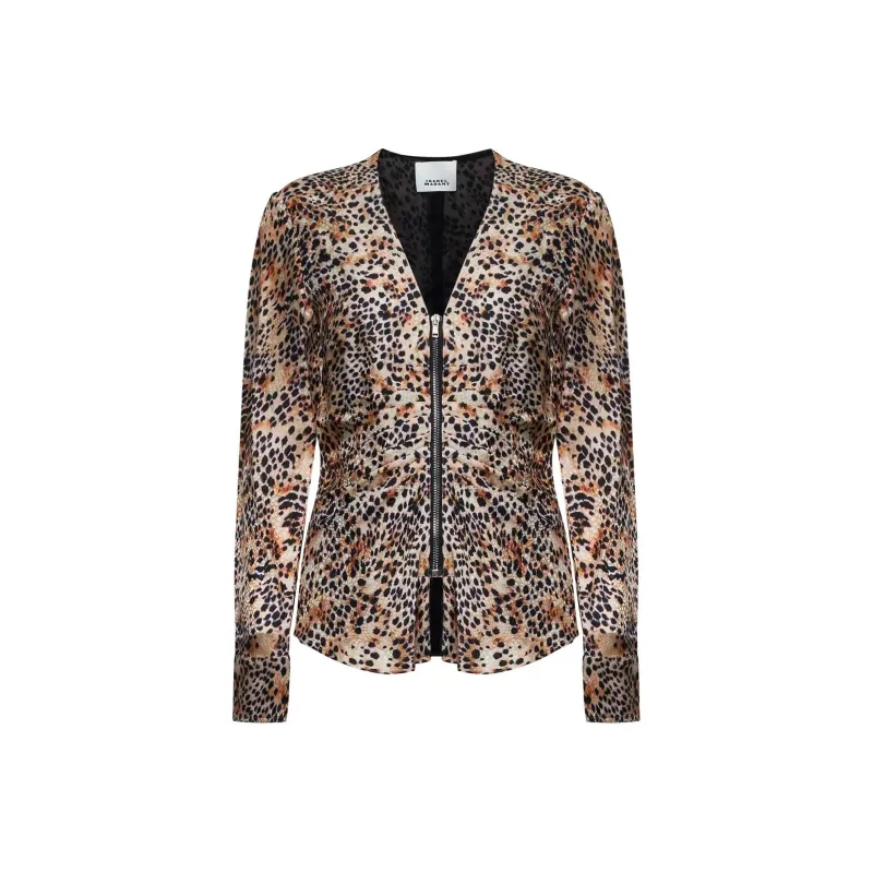 ISABEL MARANT Leopard Printed V Neck Top-0