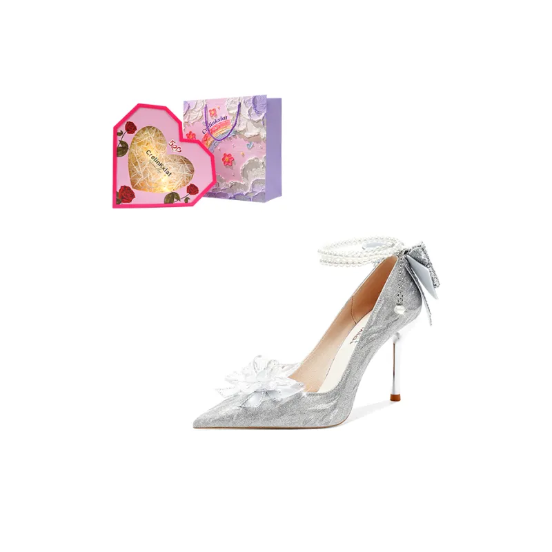 Crelinkxlat Slim Heel High Heels Women's Silver-12