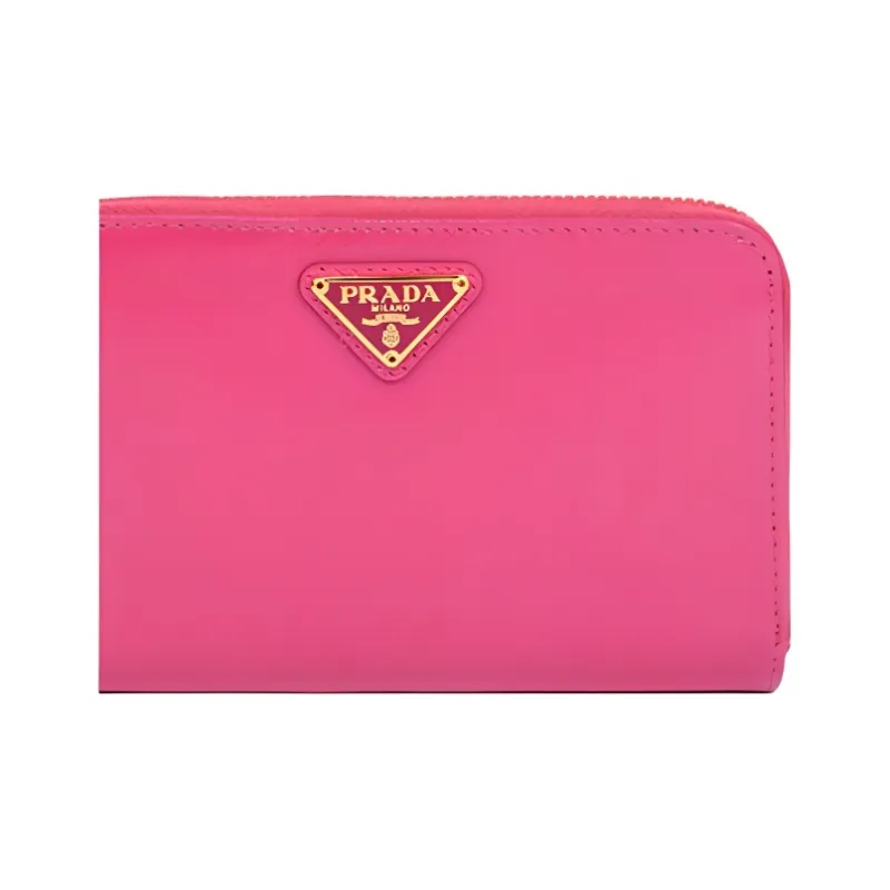 PRADA Leather Wallet Women's Pink/Pink Peony-4