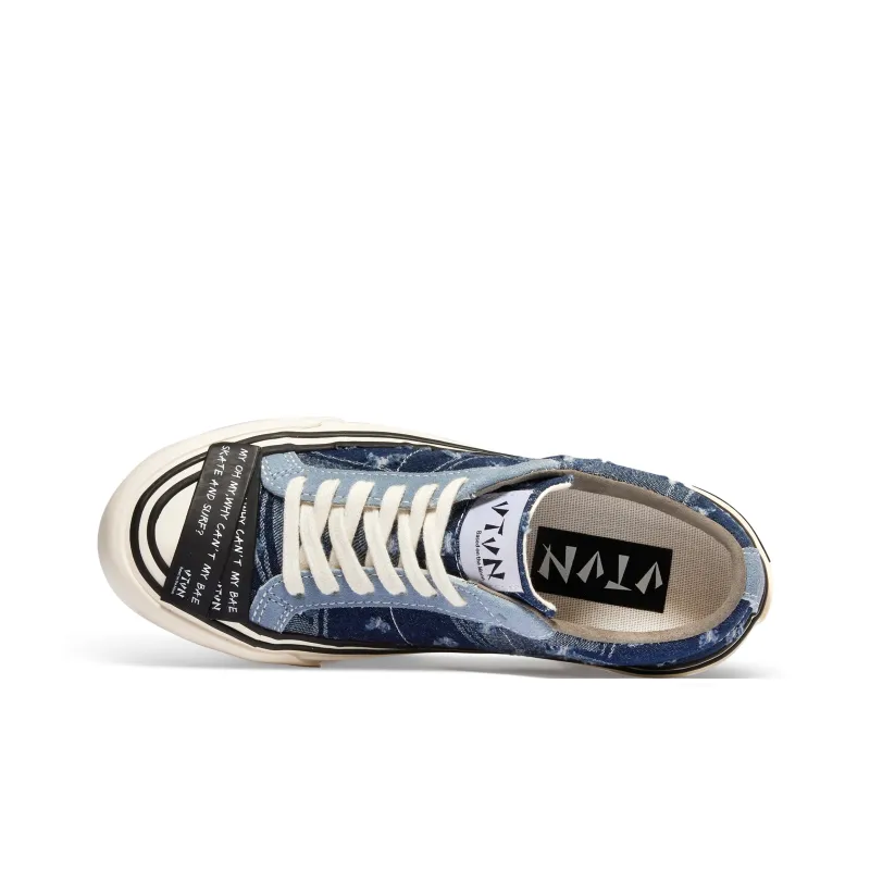 VTVN Rock Slip Resistant Cushioning Abrasion Resistant Low Top Skateboard Shoes Unisex Denim Blue-1