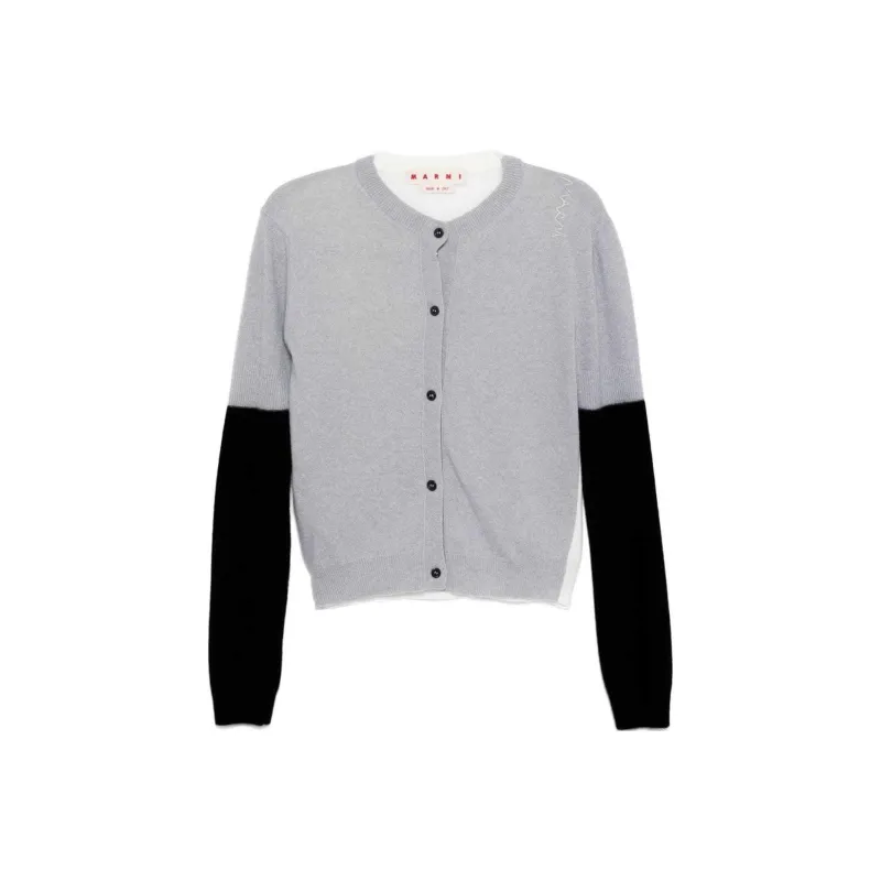 MARNI Colourblock Knitted Button Up Cardigan-0