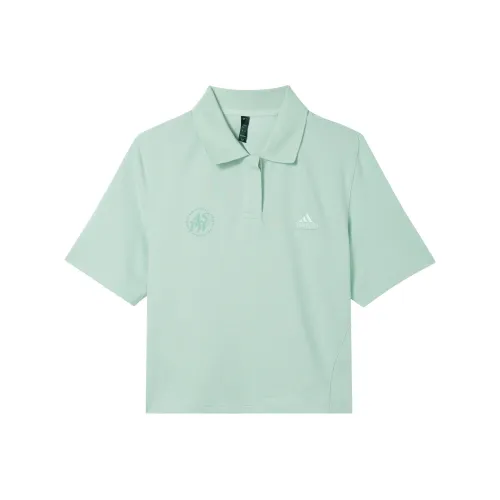 Adidas Lounge LOUNGE SHORT SLEEVE POLO SHIRT Polo Shirt Women's Linen Green