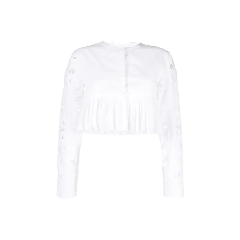 marine serre Regenerated Household Linen Cropped Top-0