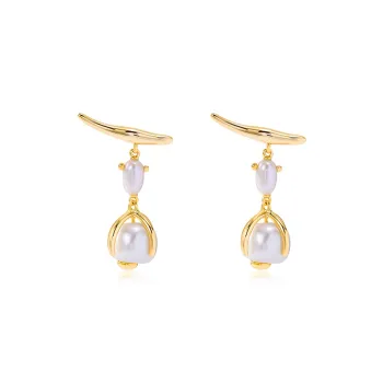 DOWER&HALL Pearl 11.5 12.5mm Hoop Earrings Women's