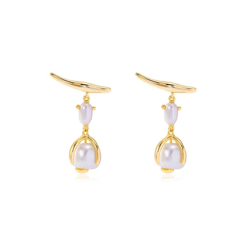 DOWER&HALL Pearl 11.5 12.5mm Hoop Earrings Women's
