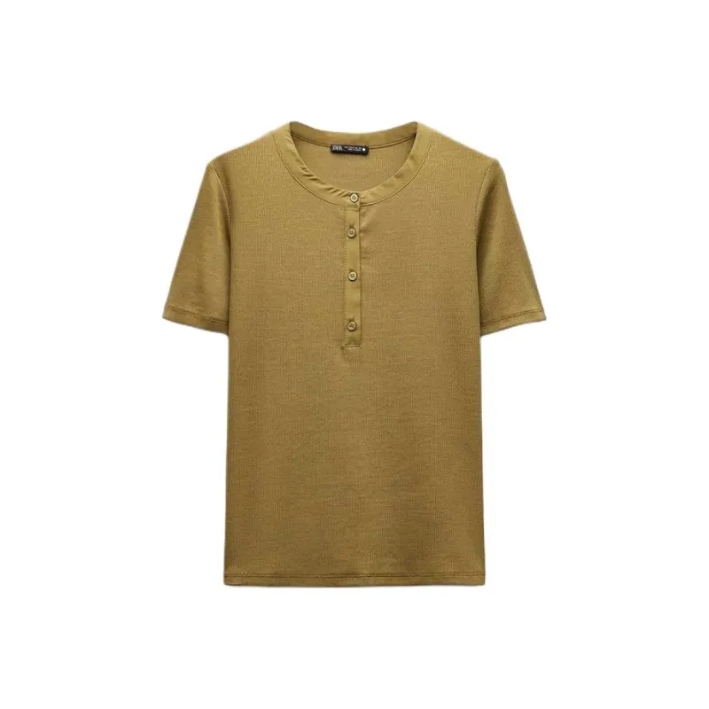 ZARA T-Shirt Women's Olive Green-0