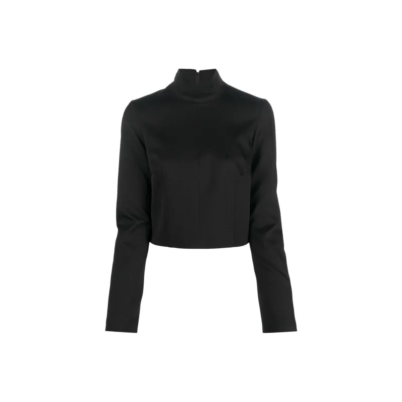 MM6 Maison Margiela Cropped High Neck Blouse-0