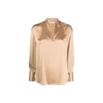 VINCE Long-sleeve Silk Blouse