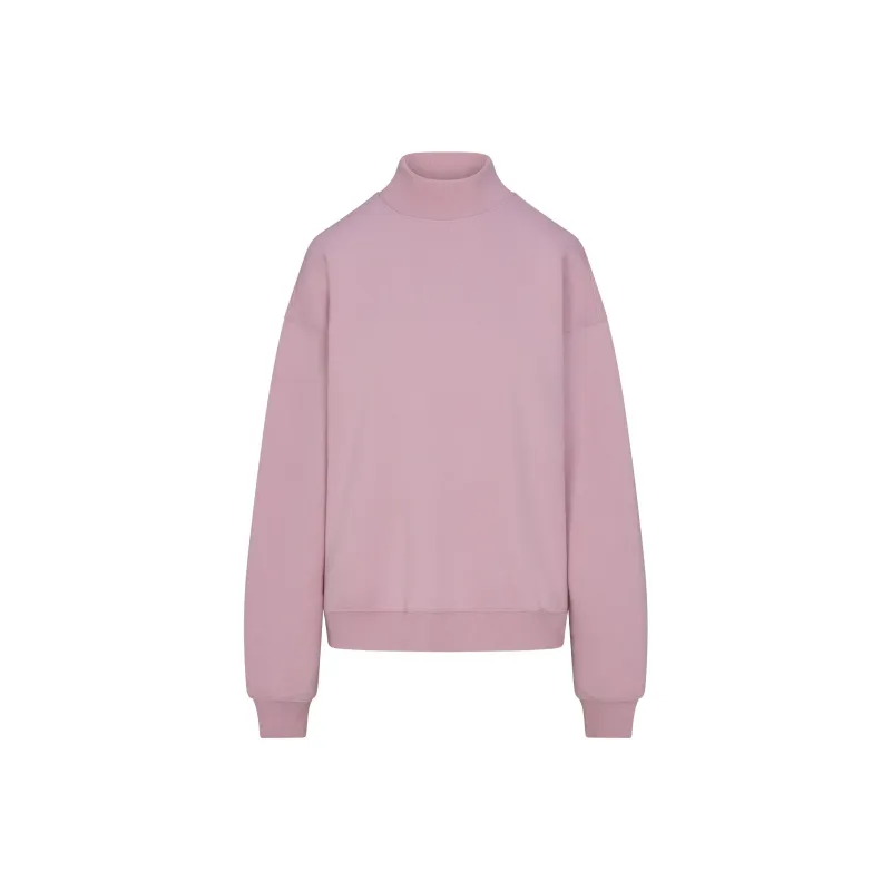 SKIMS FW24 COTTON FLEECE OVERSIZED MOCK NECK PULLOVER Sweatshirt Women's DUSK/Nightfall Color-0