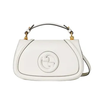 GUCCI Blondie Leather One Shoulder Handbag Medium Size Women's White
