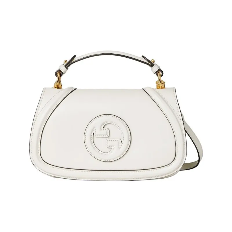 GUCCI Blondie Leather One Shoulder Handbag Medium Size Women's White-0