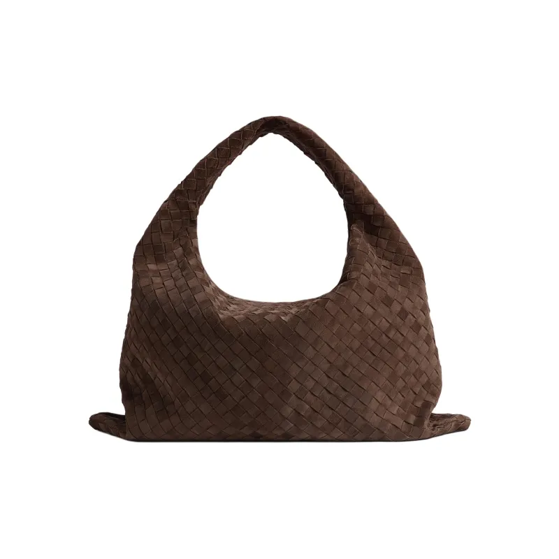 Bottega Veneta Hop Calfskin Shoulder Bag Tubas Women's Dark Brown-2