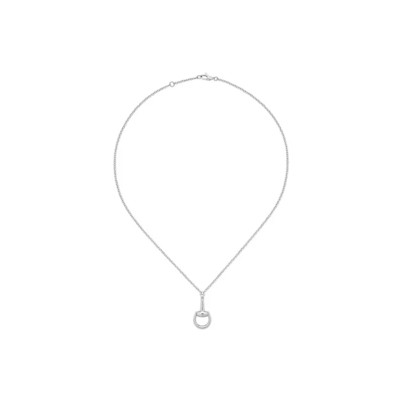 GUCCI 18K White Gold Necklaces Unisex Silver-1