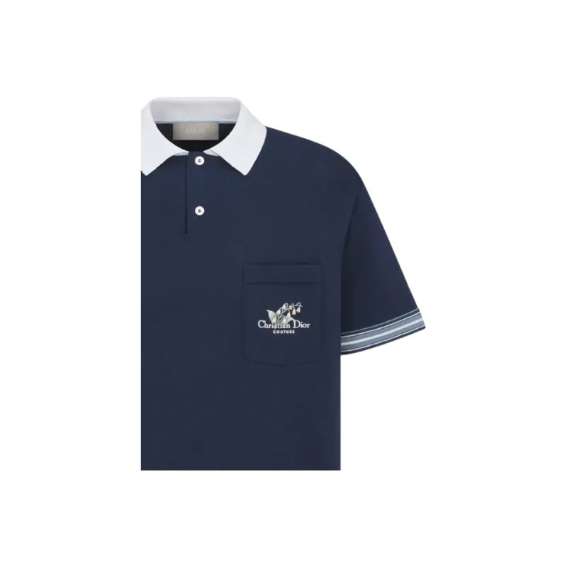 DIOR FW25 Polo Shirt Men's Blue-4