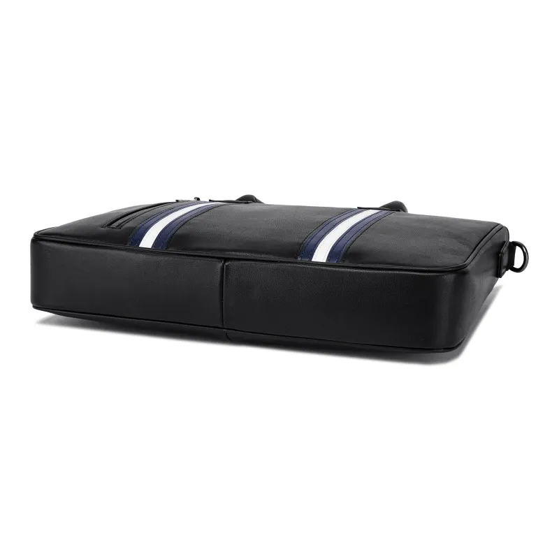 FAIRWHALE Cow Leather Briefcase, Handbag Men's Black-4