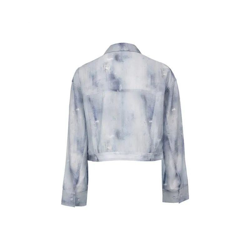 ONLY Shirt Women's Eroded Denim Textured Light Blue-1