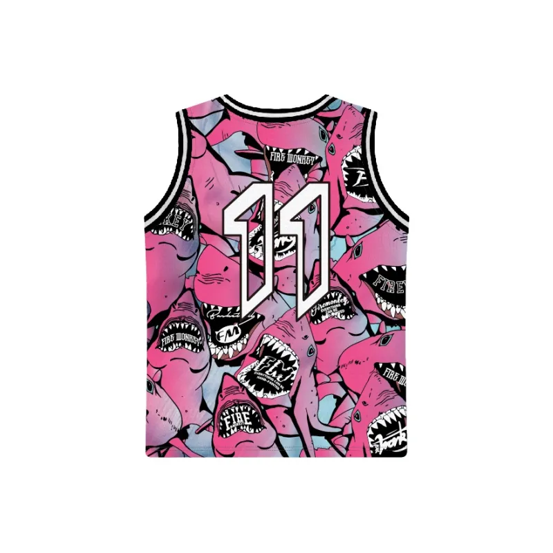 FireMonkey Basketball Jersey Unisex Purple Fuchsia Pink-1