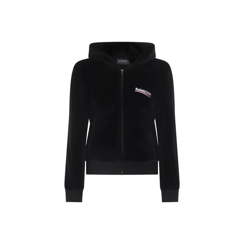 Balenciaga Logo Embroidered Zipped Hoodie-0
