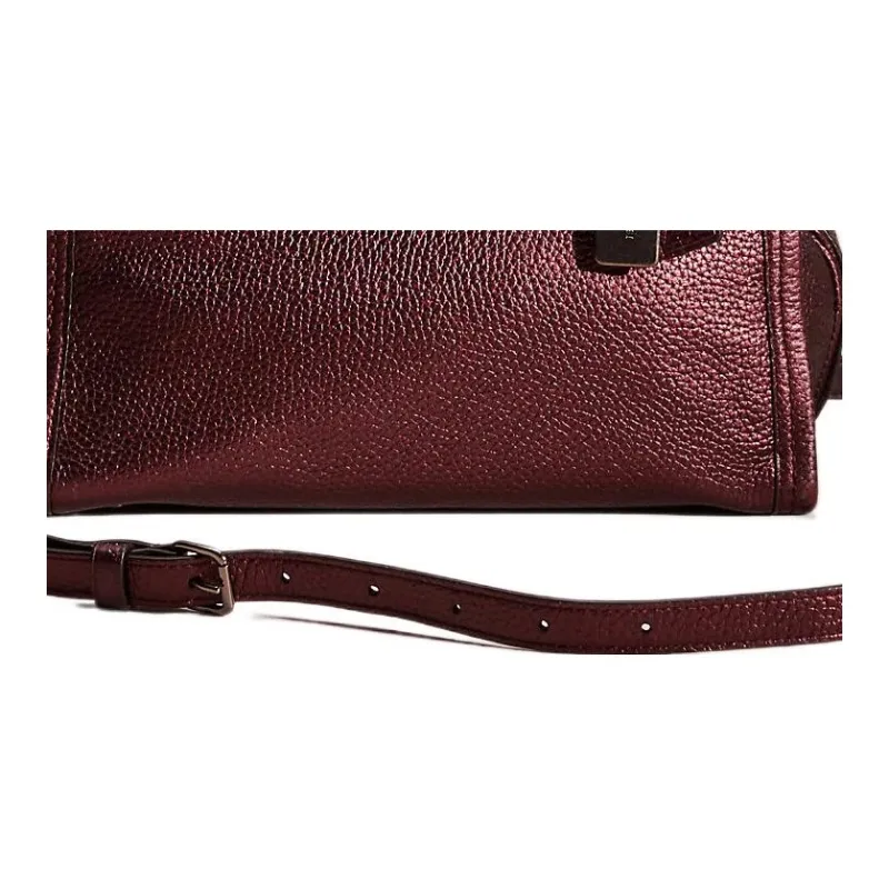 COACH Swagger Pebbled Leather Tote One Shoulder Handbag Large Size Women's Burgundy-4
