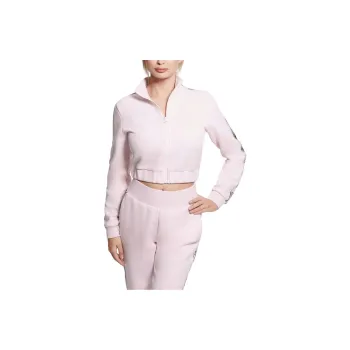 GUESS Eco Britney Cropped Zip-Up Sweater Jackets Coats Women's Pink