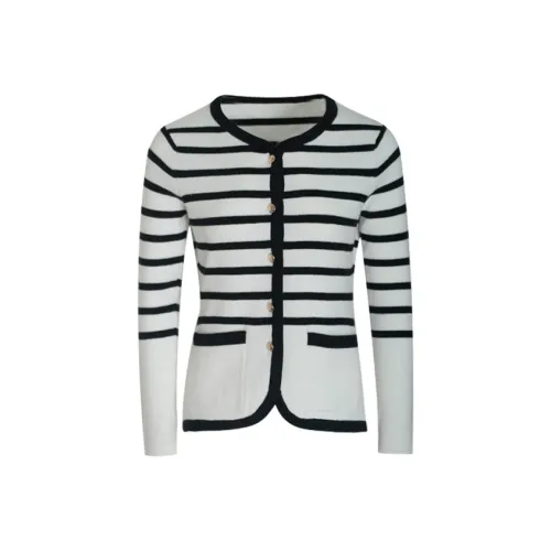 Little Pull Knitwear Women's Black White Stripes
