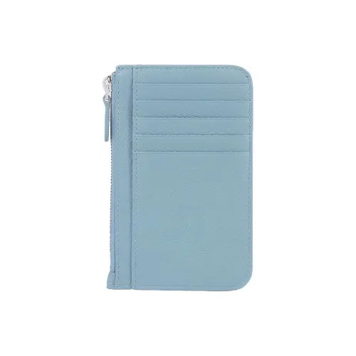 Balenciaga ESSENTIAL Cow Leather Card Clip Zero Wallet Regular Women's Blue