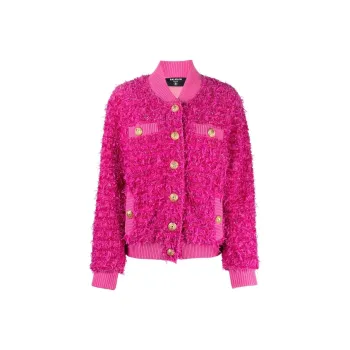 BALMAIN X Barbie Tweed Bomber Jacket Pink