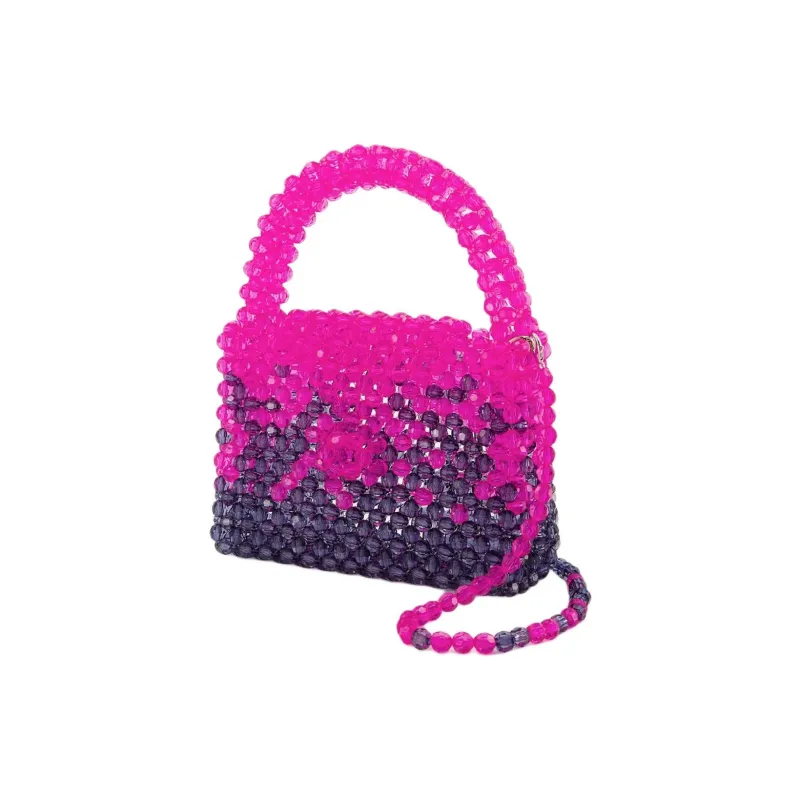 Germanier Synthetic Bead HOBO Bag, Shoulder Handbag Women's Violet Pink & Purple-1