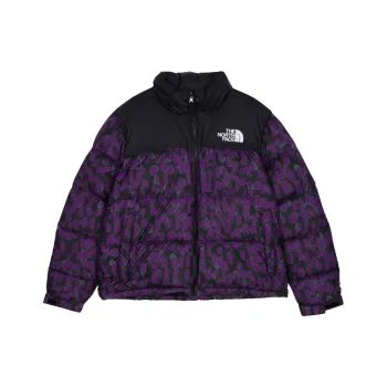 THE NORTH FACE Women'ss 1996 Printed Retro Nuptse 700 Fill Packable Jacket Gravity Purple Leopard Print