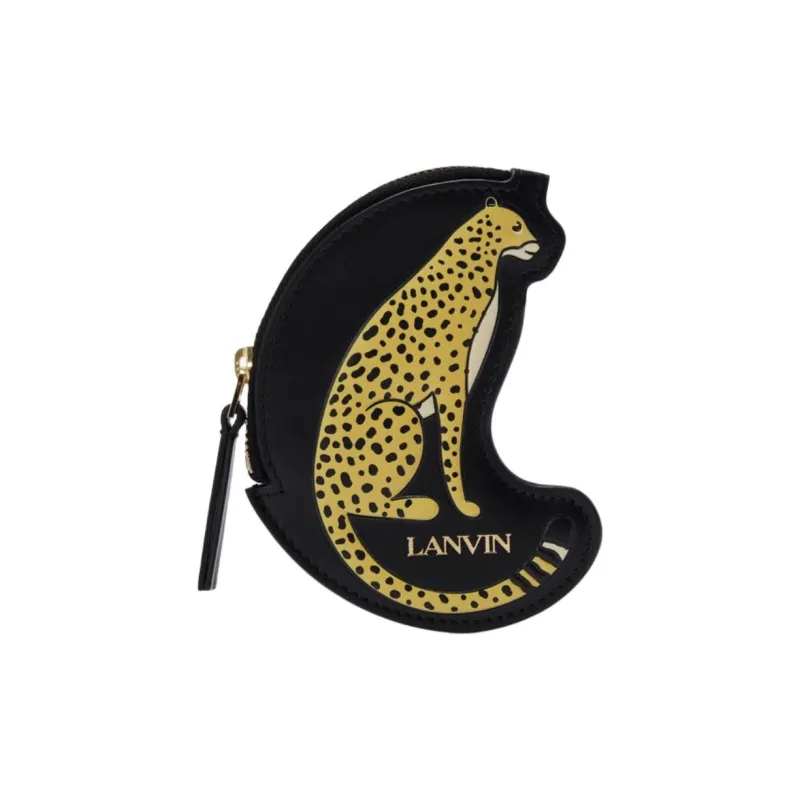 Lanvin Cow Leather Key Pouch Medium Size Unisex Black-1