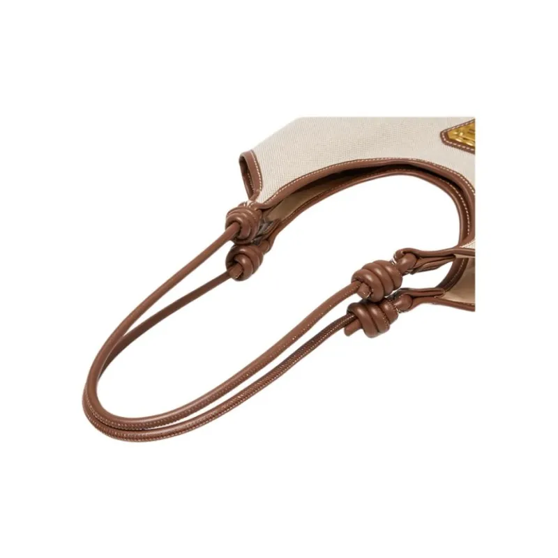 15 MINS Fabric, Synthetic Leather Shoulder Bag Women's White & Brown-4