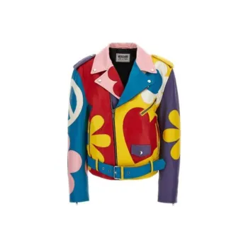 MOSCHINO Jeans Graphic Printed Leather Jacket
