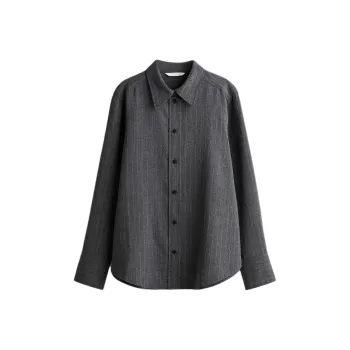 H&M Shirt Women's Dark Gray With Pinstripe