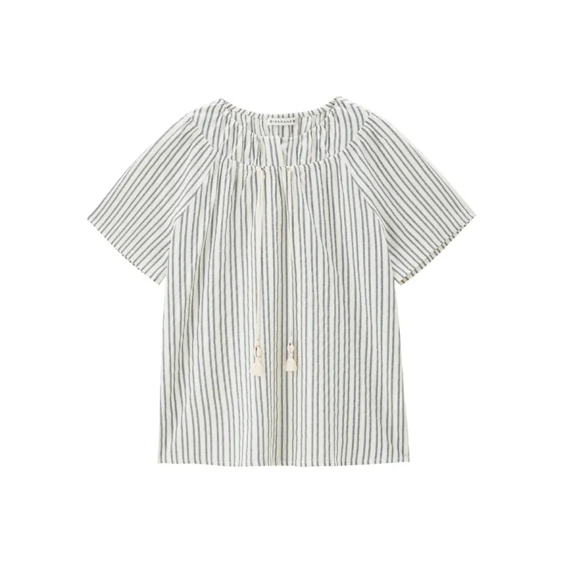 UNIQLO Shirt Women's Yarn Dyed Woven Jacquard Stripes-0