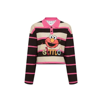 TSMLXLT Polo Shirt Women's Pink Stripes
