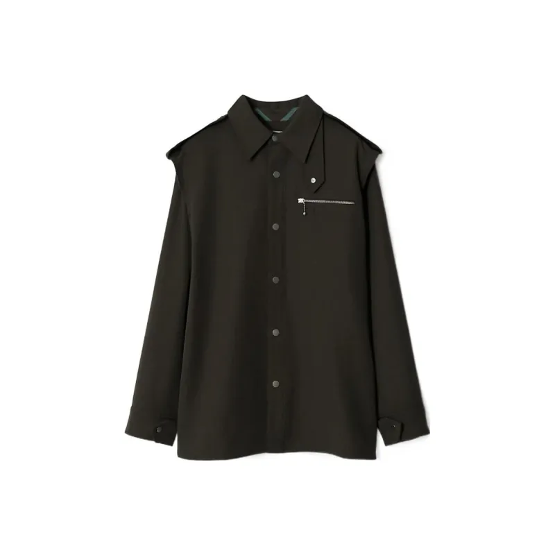 Burberry Wool Gabardine Shirt 'Black'-0